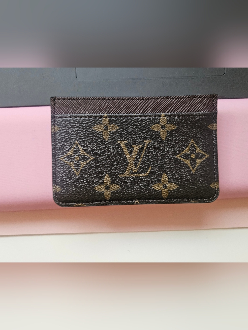 Monogram Canvas Card Holder in Brown and Gold